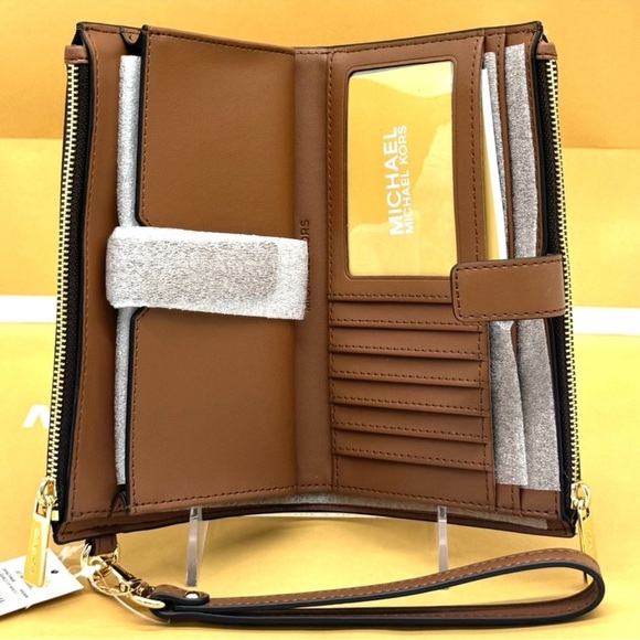 Michael Kors Double Zip Wallet Wristlet Brown Signature - Picture 7 of 8